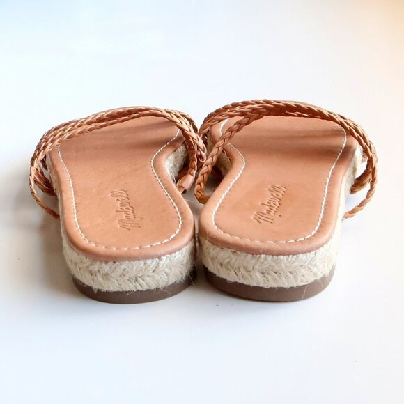 NEW Madewell Kathryn Tan Leather Braided Strappy Espadrille Sandals / Slides - Picture 8 of 16